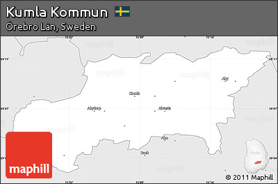 Silver Style Simple Map of Kumla Kommun