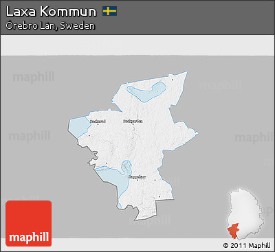 Gray 3D Map of Laxa Kommun, single color outside