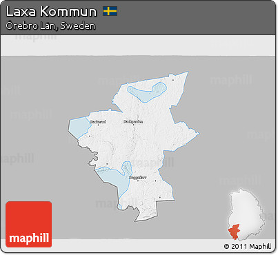 Gray 3D Map of Laxa Kommun, single color outside