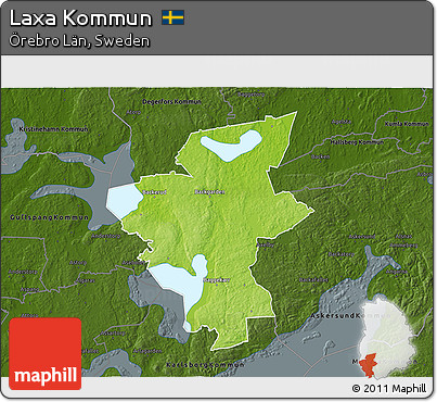 Physical 3D Map of Laxa Kommun, darken