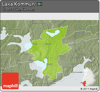 Physical 3D Map of Laxa Kommun, semi-desaturated