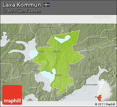Physical 3D Map of Laxa Kommun, semi-desaturated