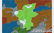 Political 3D Map of Laxa Kommun, darken