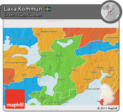 Political 3D Map of Laxa Kommun