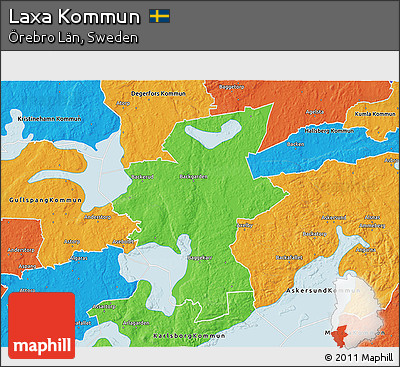 Political 3D Map of Laxa Kommun