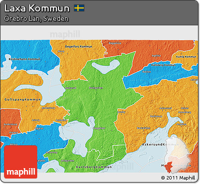 Political 3D Map of Laxa Kommun