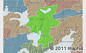 Political 3D Map of Laxa Kommun, semi-desaturated