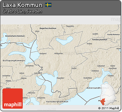 Shaded Relief 3D Map of Laxa Kommun