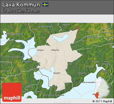 Shaded Relief 3D Map of Laxa Kommun, satellite outside