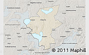 Shaded Relief 3D Map of Laxa Kommun, semi-desaturated