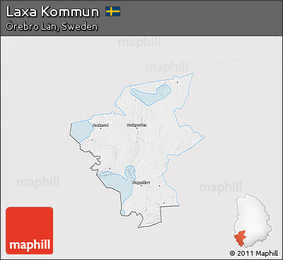 Silver Style 3D Map of Laxa Kommun, single color outside