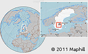 Gray Location Map of Laxa Kommun, highlighted country, highlighted parent region, within the entire country, hill shading