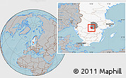 Gray Location Map of Laxa Kommun, highlighted country, highlighted parent region, hill shading