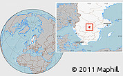 Gray Location Map of Laxa Kommun, highlighted country, hill shading
