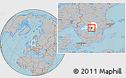 Gray Location Map of Laxa Kommun, highlighted parent region, hill shading