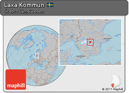 Gray Location Map of Laxa Kommun, hill shading