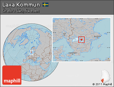 Gray Location Map of Laxa Kommun, hill shading