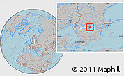 Gray Location Map of Laxa Kommun, hill shading