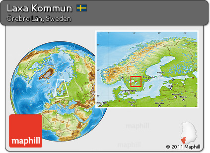 Physical Location Map of Laxa Kommun, within the entire country