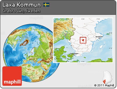 Physical Location Map of Laxa Kommun, highlighted country