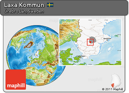 Physical Location Map of Laxa Kommun, highlighted country, highlighted parent region