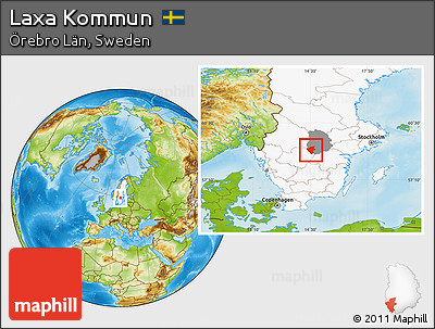 Physical Location Map of Laxa Kommun, highlighted country, highlighted parent region