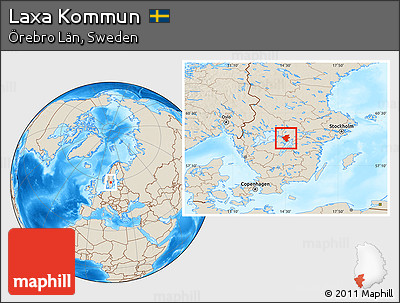 Shaded Relief Location Map of Laxa Kommun