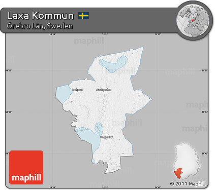 Gray Map of Laxa Kommun, single color outside