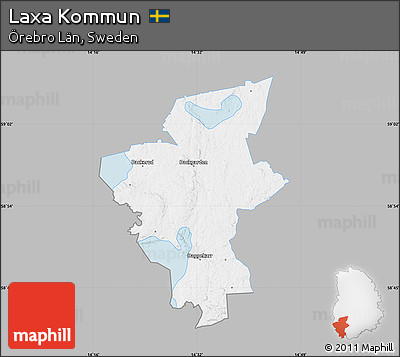 Gray Map of Laxa Kommun, single color outside