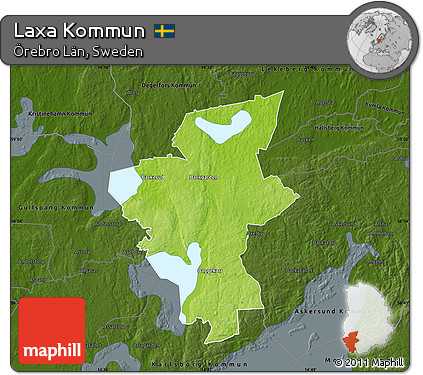 Physical Map of Laxa Kommun, darken