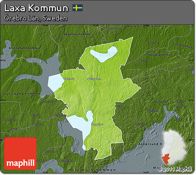 Physical Map of Laxa Kommun, darken