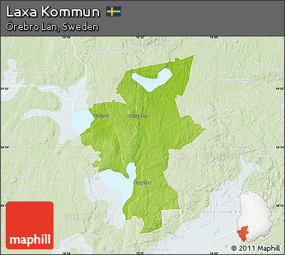 Physical Map of Laxa Kommun, lighten