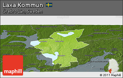 Physical Panoramic Map of Laxa Kommun, darken
