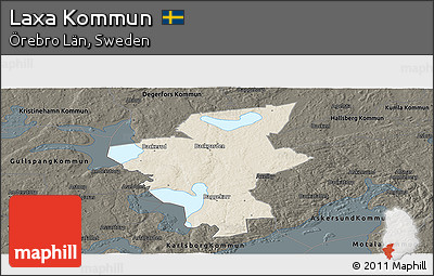 Shaded Relief Panoramic Map of Laxa Kommun, darken