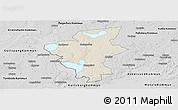 Shaded Relief Panoramic Map of Laxa Kommun, desaturated