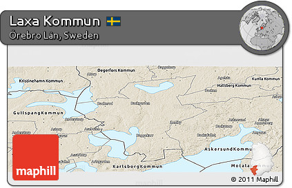 Shaded Relief Panoramic Map of Laxa Kommun