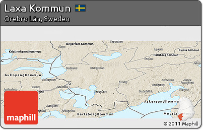 Shaded Relief Panoramic Map of Laxa Kommun