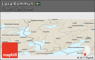 Shaded Relief Panoramic Map of Laxa Kommun