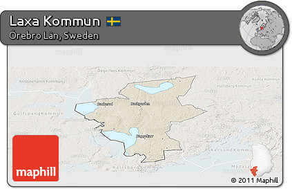 Shaded Relief Panoramic Map of Laxa Kommun, lighten