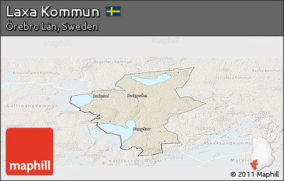 Shaded Relief Panoramic Map of Laxa Kommun, lighten