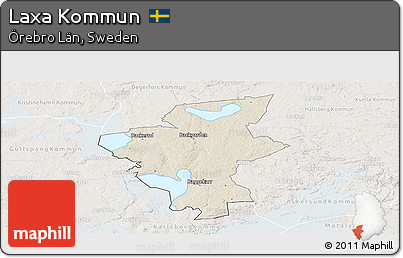 Shaded Relief Panoramic Map of Laxa Kommun, lighten