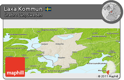 Shaded Relief Panoramic Map of Laxa Kommun, physical outside