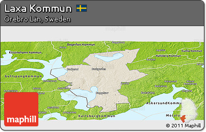 Shaded Relief Panoramic Map of Laxa Kommun, physical outside