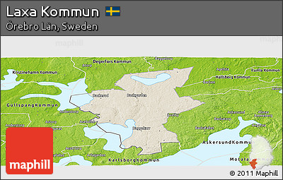 Shaded Relief Panoramic Map of Laxa Kommun, physical outside
