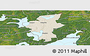 Shaded Relief Panoramic Map of Laxa Kommun, satellite outside