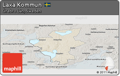 Shaded Relief Panoramic Map of Laxa Kommun, semi-desaturated