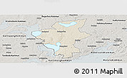 Shaded Relief Panoramic Map of Laxa Kommun, semi-desaturated