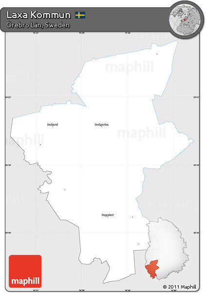 Silver Style Simple Map of Laxa Kommun, single color outside