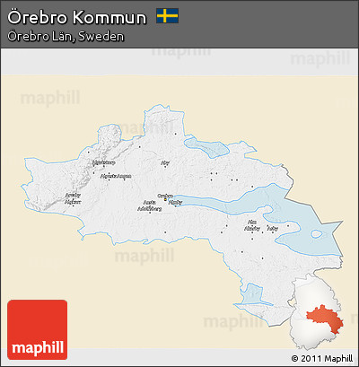 Classic Style 3D Map of Örebro Kommun, single color outside