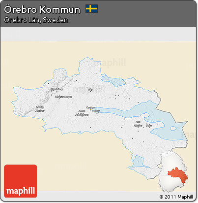 Classic Style 3D Map of Örebro Kommun, single color outside